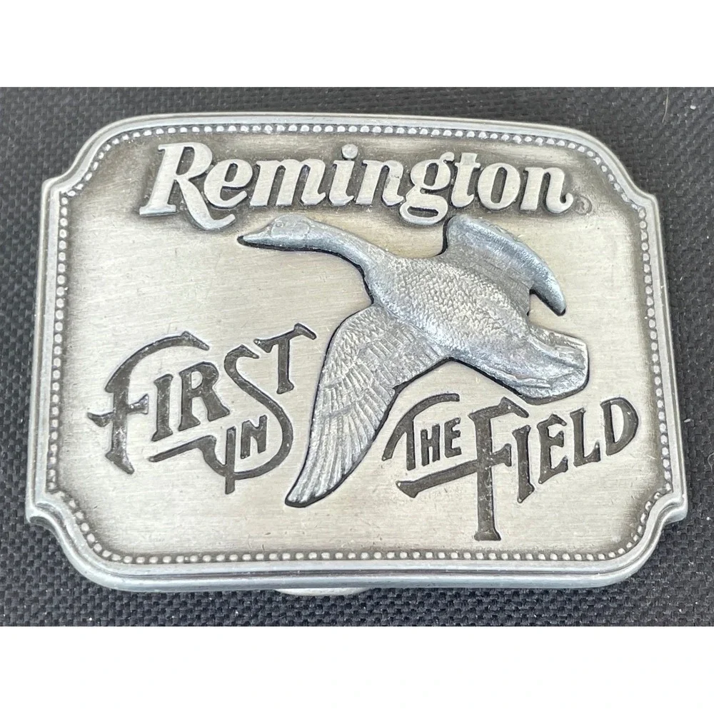 Vintage 1980 Remington Sid Bell Canada Goose Belt Buckle First In The Field USA